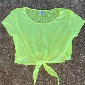 PINK Tie-Cropped T-shirt